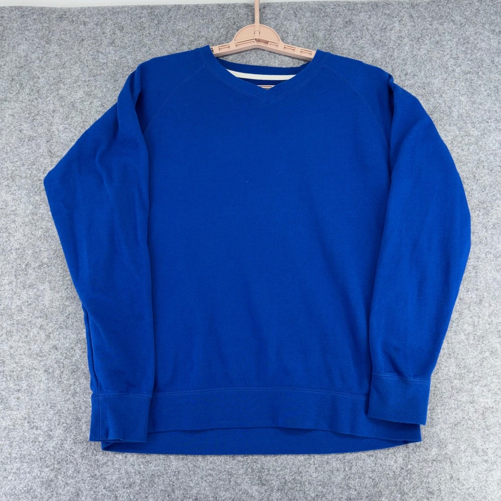 J. Peterman Womens Blue V-Neck Raglan Long Sleeve Sweatshirt Size Medium